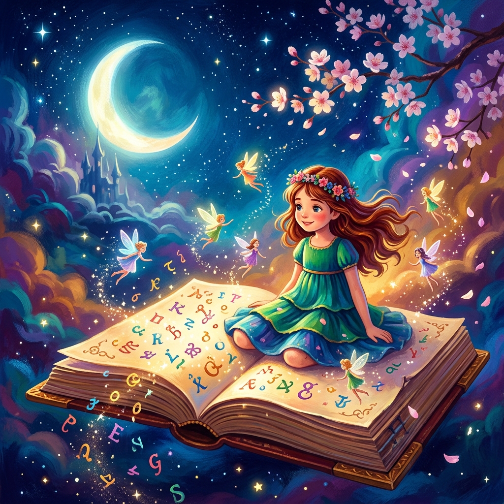 Girl on Floating Book